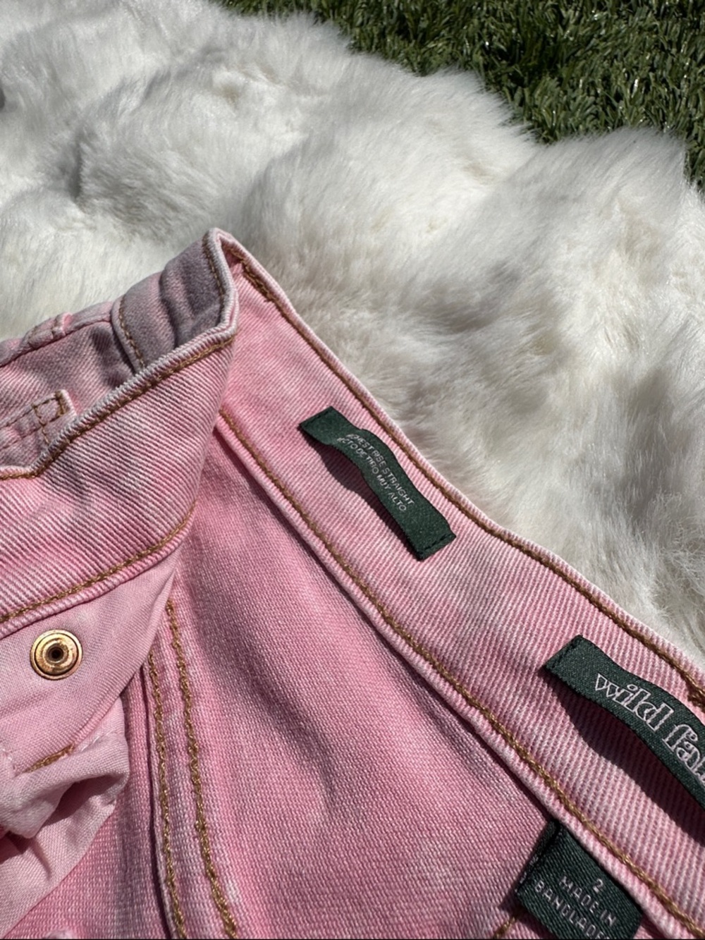 wild fable Light Pink Highest Rise straight Women's Jeans size 2 distressed crop - Picture 4 of 11